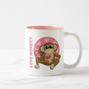 Liebe-Affe - niedlicher Affe mit der Herz-Tasse Zweifarbige Tasse