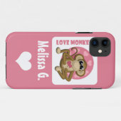 Liebe-Affe - niedlicher personalisierter rosa Case-Mate iPhone Hülle (Rückseite (Horizontal))