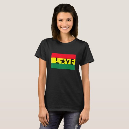 Liebe Afrika Flag Proud Melanin Afrika Ghana Karte T-Shirt (Vorne ganz)