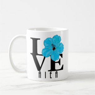 LIEBE Aiea Hawaii 11oz Blue Hibiskus Kaffeetasse