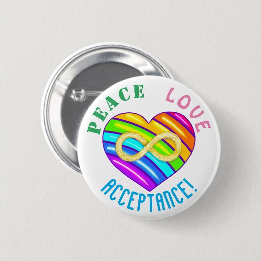 Liebe Akzeptanz Unendlichkeit Autismus Herztasten Button (Vorne & Hinten)