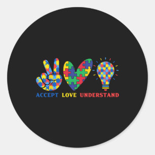 Liebe akzeptieren, farbenfrohe Puzzle Piece Softwa Runder Aufkleber