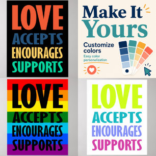Liebe akzeptiert fette moderne Typografie Poster