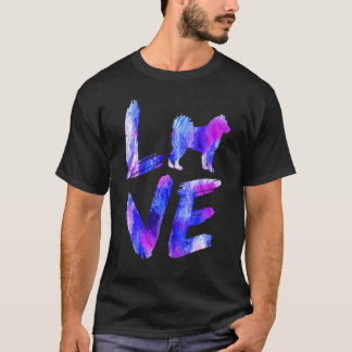 Liebe Alaskan Malamute Watercolor Blue Dog Mama Va T-Shirt