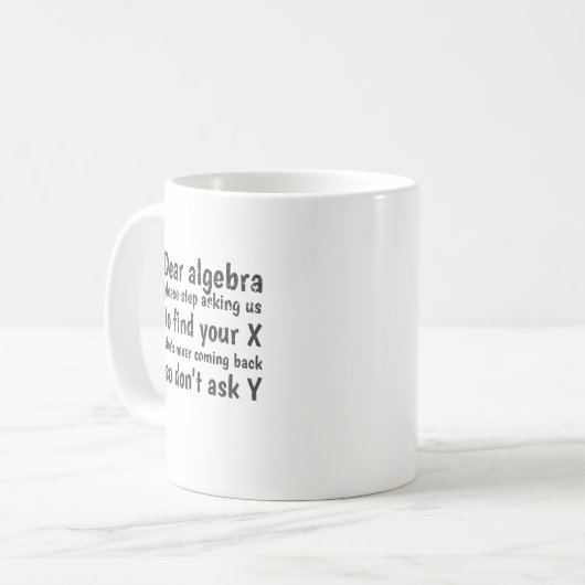 Liebe Algebra Frage uns auf, Ihr X zu finden Kaffeetasse (Vorderseite Links)