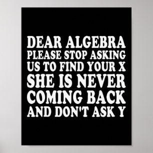 Liebe Algebra Lustiger Sarkastischer Schul-Spruch Poster