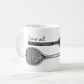 "Liebe alle" Tennis-Tasse Kaffeetasse (Vorderseite Links)