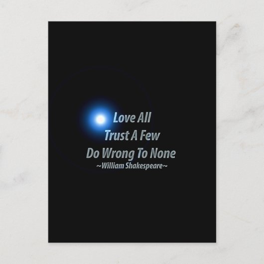 Liebe alle trauen ein paar nicht, Shakespeare Postkarte (Vorderseite)