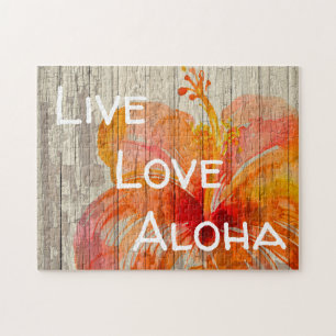 Liebe Aloha Hibiskus Beach Sign Puzzle