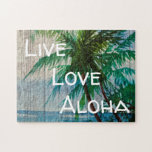 Liebe Aloha Palm Tree Beach Sign Puzzle (Horizontal)