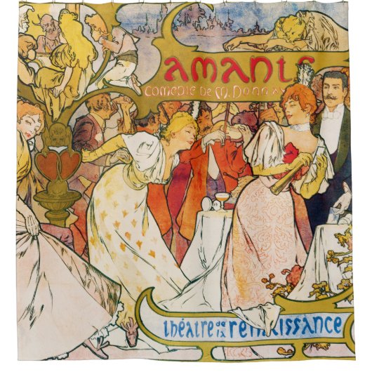 Liebe, Alphonse Mucha Duschvorhang (Vorderseite)