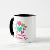 Liebe als Arbeit an der Zuhause Mama mit bunten He Tasse (Vorderseite Links)