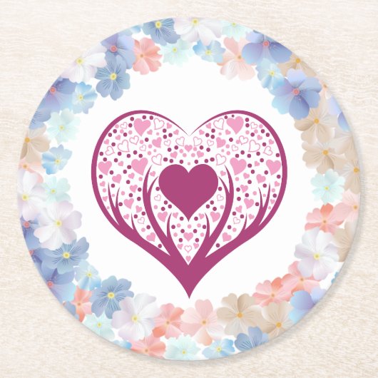 Liebe als Blume Runder Pappuntersetzer (Vorderseite)