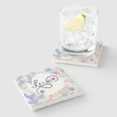 Liebe als Blume Steinuntersetzer (Seitenansicht)