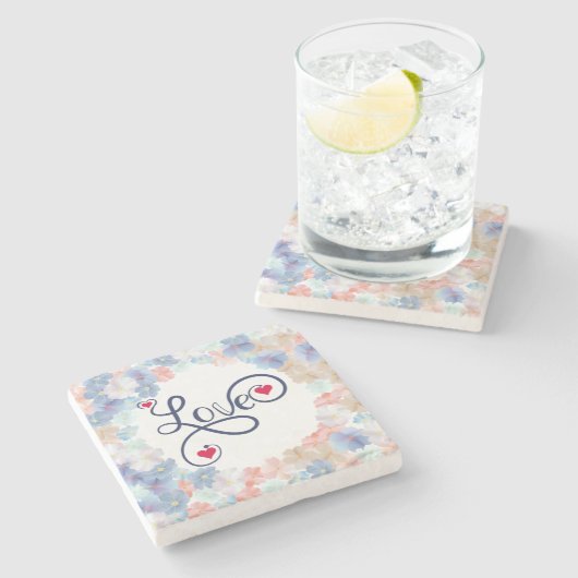 Liebe als Blume Steinuntersetzer (Seitenansicht)