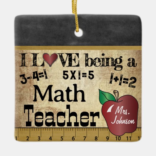 Liebe als Mathematiklehrer (bearbeitbar) Keramikornament (Vorderseite)