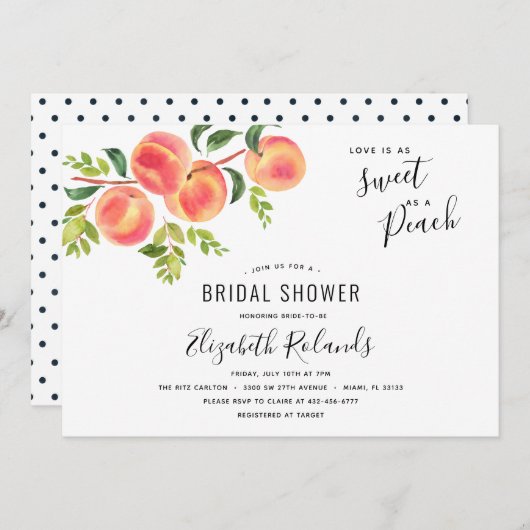 Liebe als Sweet als Peach Bridal Dusche Einladung (Vorne/Hinten)