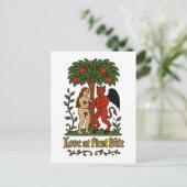 Liebe am ersten Bite - Mittelalter Teufel und Eve  Postkarte (Stehend Vorderseite)