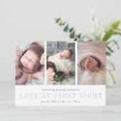 Liebe am ersten Schauplatz Drei Fotos Geburtserklä Ankündigung (Stehend Vorderseite)