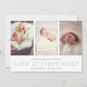 Liebe am ersten Schauplatz Drei Fotos Geburtserklä Ankündigung (Vorderseite)