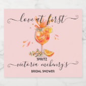 Liebe am ersten Spritz, das ist Amore Brautparty Schaumweinetikett (Einzelnes Label)