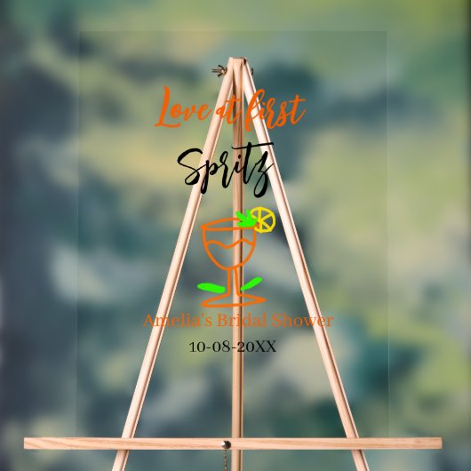 Liebe am ersten Spritz Orange Black Brautparty GL Acrylschild (Neutral)