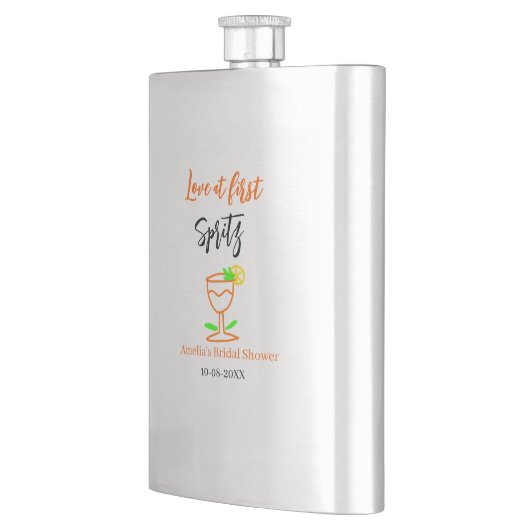 Liebe am ersten Spritz Orange Black Brautparty GL Flachmann (Links)