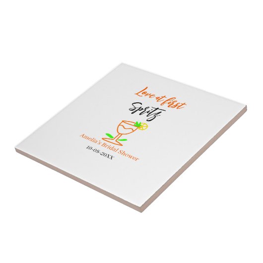 Liebe am ersten Spritz Orange Black Brautparty GL Fliese (Seite)