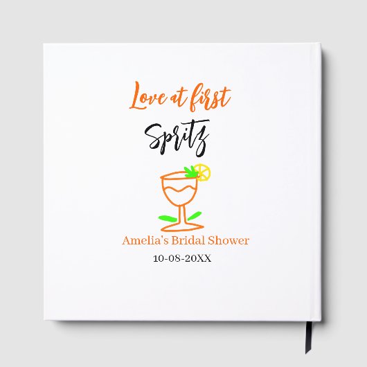 Liebe am ersten Spritz Orange Black Brautparty GL Gästebuch (Rückseite)