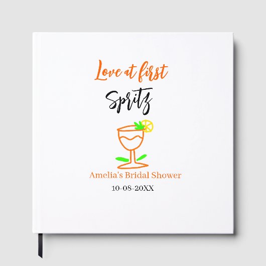 Liebe am ersten Spritz Orange Black Brautparty GL Gästebuch (Vorderseite)
