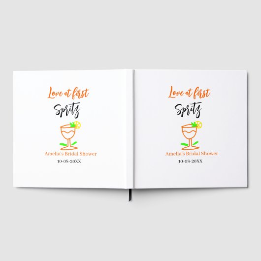 Liebe am ersten Spritz Orange Black Brautparty GL Gästebuch (Voll)