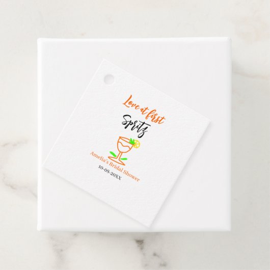 Liebe am ersten Spritz Orange Black Brautparty GL Geschenkanhänger (Beispiel)