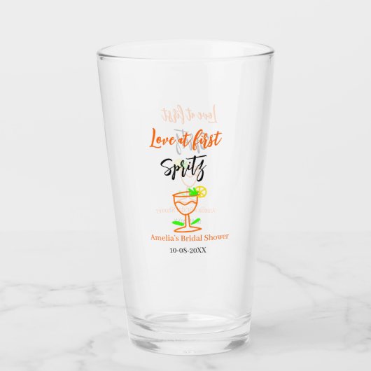 Liebe am ersten Spritz Orange Black Brautparty GL Glas (Vorderseite)