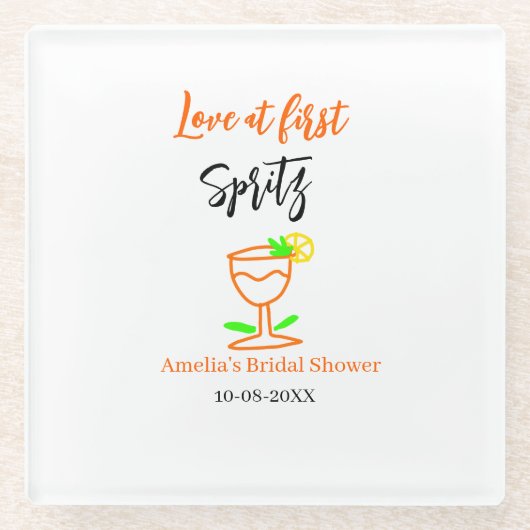 Liebe am ersten Spritz Orange Black Brautparty GL Glasuntersetzer (Vorderseite)