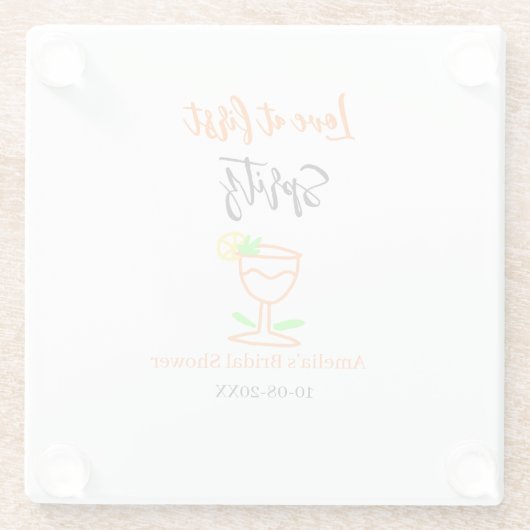 Liebe am ersten Spritz Orange Black Brautparty GL Glasuntersetzer (Rückseite)