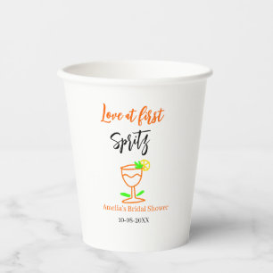 Liebe am ersten Spritz Orange Black Brautparty GL Pappbecher