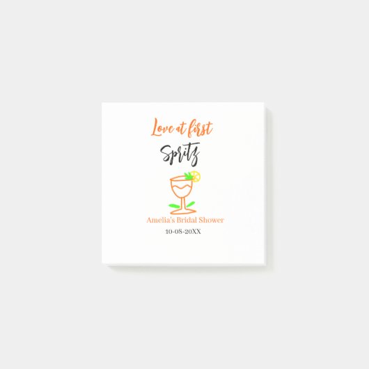 Liebe am ersten Spritz Orange Black Brautparty GL Post-it Klebezettel (Vorderseite)