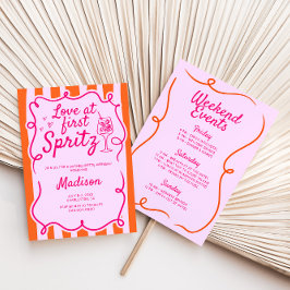 Liebe am ersten Spritz Pink Orange Bachelorette Einladung