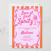 Liebe am ersten Spritz Pink Orange Bachelorette Einladung (Vorderseite)