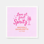 Liebe am ersten Spritz Pink Orange Bachelorette Serviette (Vorderseite)