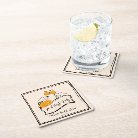 Liebe am ersten Spritz Retro Brautparty bevorzugt Rechteckiger Pappuntersetzer (Vor Ort)
