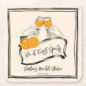Liebe am ersten Spritz Retro Brautparty bevorzugt Rechteckiger Pappuntersetzer (Vorderseite)