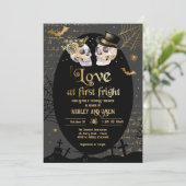 Liebe am First Fright Halloween Paardusche Einladung (Stehend Vorderseite)