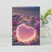 Liebe am Meer: Radiant Heart Beach Wedding Invitat Einladung (Stehend Vorderseite)