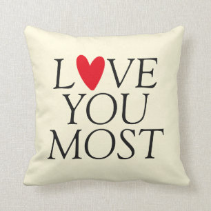 "Liebe am meisten" Personalisiertes rotes Herz Kissen
