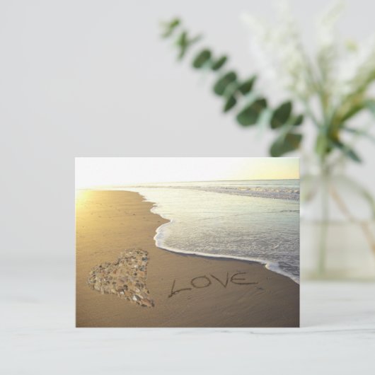 Liebe am Sandstrand Postkarte (Stehend Vorderseite)