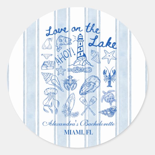 Liebe am See Nautical Bachelorette Runder Aufkleber (Vorderseite)