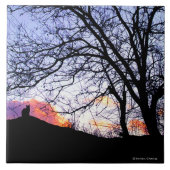 "Liebe am Sonnenuntergang: Verlust einer Katze" Fliese (Vorderseite)