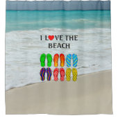 Liebe am Strand, beliebtes Stranddesign mit Flip-F Duschvorhang (Vorderseite)
