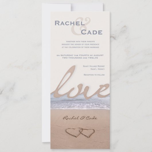 Liebe am Strand Hochzeiten Einladung (Vorderseite)